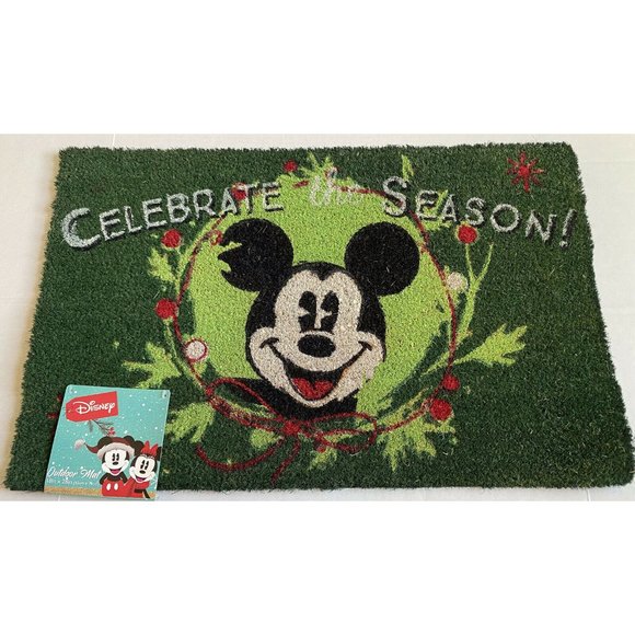Disney Other - Disney Mickey Mouse Christmas Celebrate The Season Coir Door Mat 18x 28” Outdoor